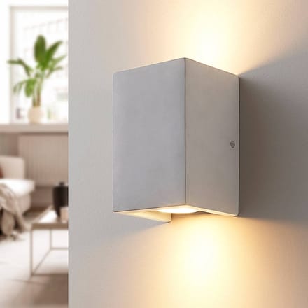 Lindby - wandlamp - 2lichts - beton - H: 15 cm - GU10 - beton grijs