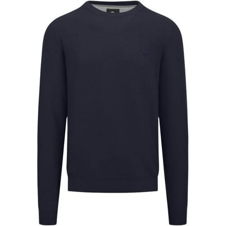 Fynch-Hatton Trui O-Neck Uni Color Fine Texture Navy / male