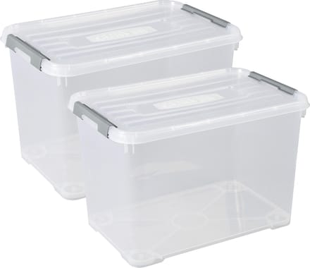 Curver Handy+ Opbergbox - 65L - 2 stuks - Transparant met deksel