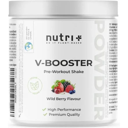nutri+ Vegan Pre-workout: V-BOOSTER 400 g - smaak: Wild Berry