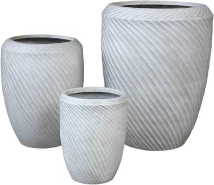 PTMD Nikol Beige GRC Wave Pattern Pot Round High SV3