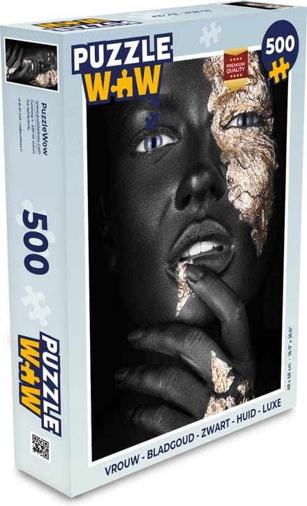 Puzzel Vrouw - Bladgoud - Zwart - Huid - Luxe - Legpuzzel - Puzzel 500 stukjes