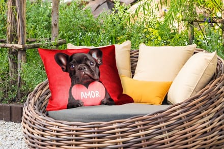 Buitenkussens - Tuin - Amor - Hond - Hartje - Rood - 50x30 cm