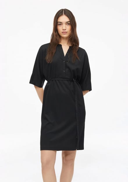 s.Oliver - female - Gestructureerde jersey jurk met riem en knoopsluiting