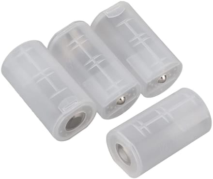 Batterij Adapter Houder - Converter Case - Elektronische Apparaten - 2 AA naar D - 4 Stuks - Translucent Wit
