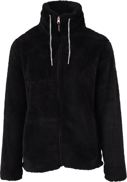 Brunotti - Kyoto Teddy Fleece Dames - Black - Fleece met Rits - Aanpasbare Kraag - M