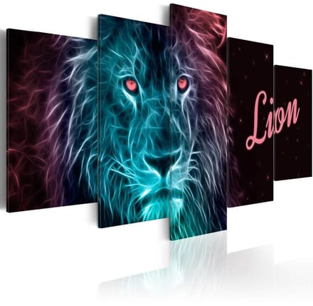 Schilderij - Neon koning, 5luik