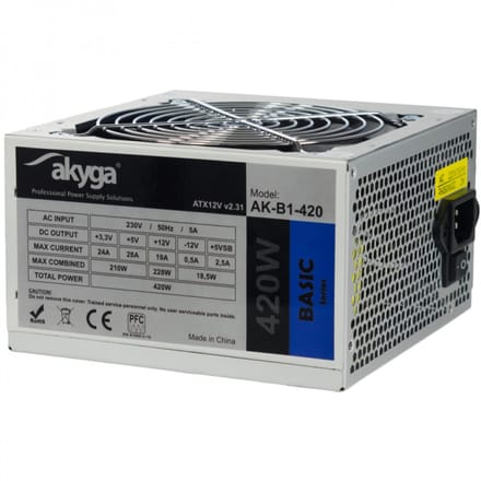 Akyga Atx-Voeding 420W Voor Pc-Computer Met 12Cm-Ventilator En 3X Sata P4-Paneel Ak-B1-420