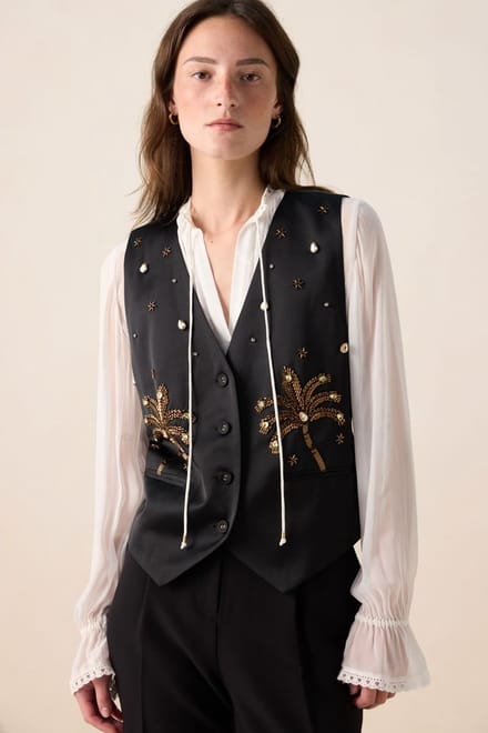 Sissy-Boy - Zwart gilet met palmbomen