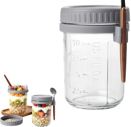 CRLYN® Overnight Oats Potjes - Mason Jar - Meusli Beker met Deksel
