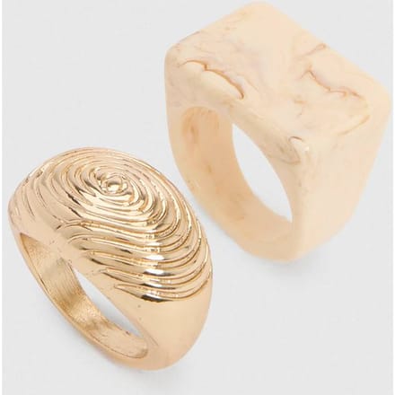 boohoo Dames Hars Chunky Ringen 2-pack | Goud