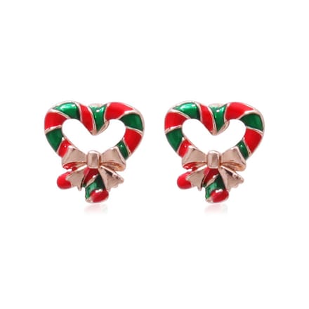 Hartje met strikje oorknopjes | groen rood | goud gekleurd
