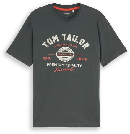 Tom Tailor - T-shirt met logo-print - Maat M - Darkest Olive