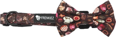 Frenkiez Halsband met Strik Coffee Sprinkles Medium