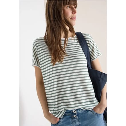 Shirt met boothals en strepen