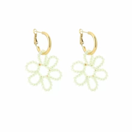 Bijoutheek Oorhangers Bloem Kleine Kralen Cream Mint