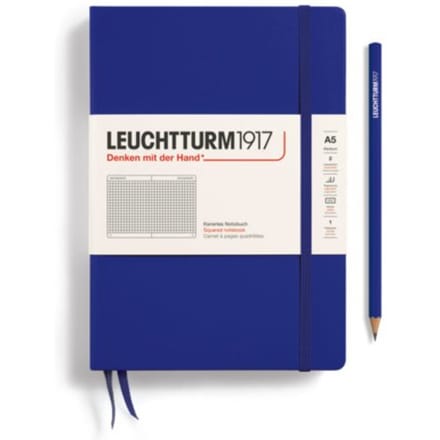 Leuchtturm1917 notitieboek, hardcover, medium a5, ruit, ink blauw