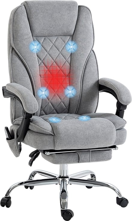 Vinsetto-Bürostuhl mit Massagefunktion-Polyester, Stahl-72L x 67B x 111-119H cm-Grau
