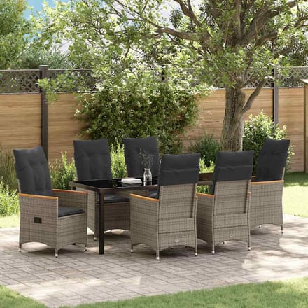 vidaXL - Tuin - Eettafel - Set - 7 - st - Grijs - poly - rattan