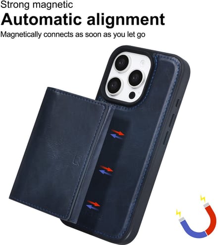TUNIQ telefoonhoesje voor Apple iPhone 16 Pro - Afneembare pasjeshouder - Blauw