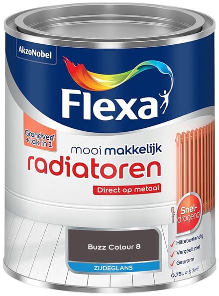 Flexa - Mooi Makkelijk Radiatoren Zijdeglans - Buzz Colour 8 - Mengverf - 750 Ml