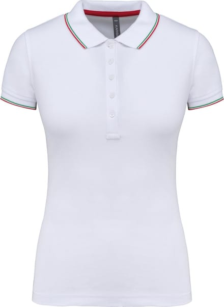 Kariban Damespolo korte mouwen K251 - White / Red / Green - M