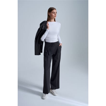 Wijde-pijp Crepe Trousers met Touwtjes