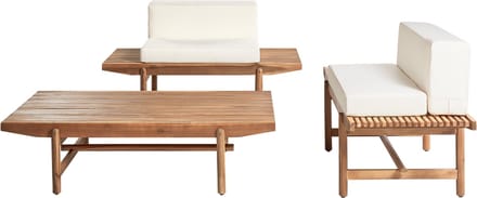 GIAVENO - Loungeset 2-zits - Gebroken wit - Acaciahout
