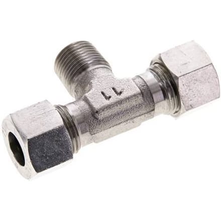 12L & R3/8'' RVS T-stuk Snijringkoppeling Buitendraad 315bar ISO 8434-1