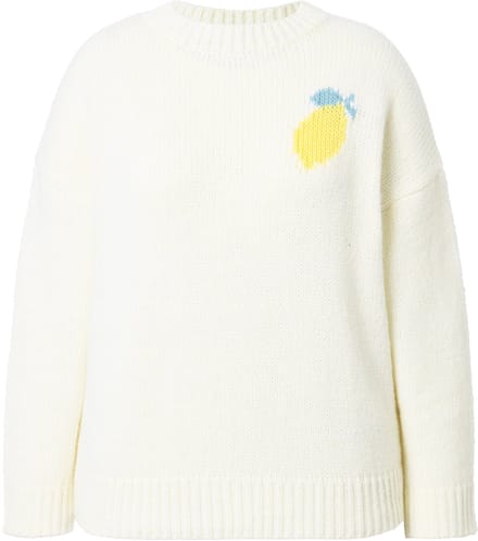 Studio Untold - Dames - Trui oversized shape citroenmotief op de rug - Off-white - Maat 54+