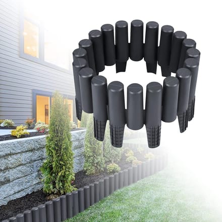 Gazonrand Tuinpalissade - Flexibele Omheining - Tuin Afscheiden - Houtlook Design - 10 stuks - Antraciet