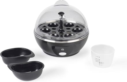 Quvo® Eierkoker electrisch - Eierkoker - Eierkoker met timer - Zwart - ‎16cm x 16cm x 16cm
