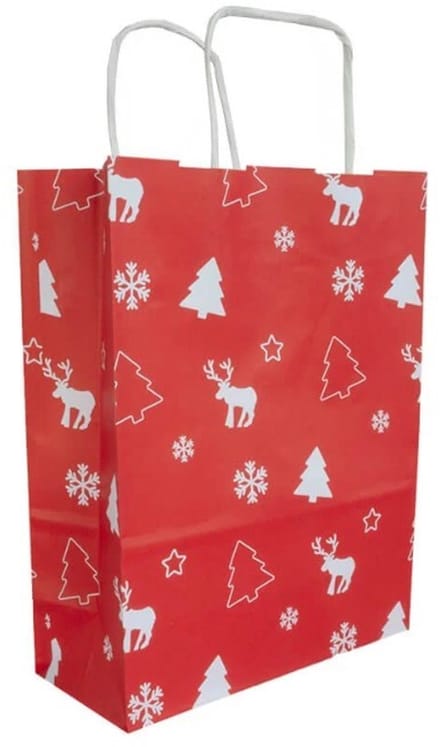 5 Cadeautassen - Kerst - Rood - Wit - A5