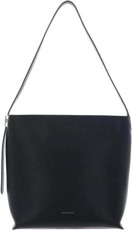 COCCINELLE Leren schoudertas C-Me Lock Handbag Grained Leather Noir zwart
