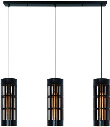 Freelight Hanglamp Scarico Zwart Goud 3 Lichts Balk E27 Fitting