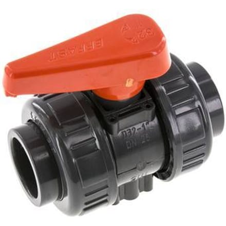 PVC 2-weg Kogelkraan Dubbele Wartel 32 mm Sok FKM