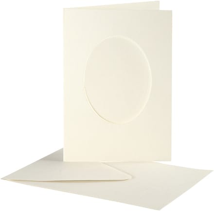 Passepartout kaarten , ovaal, afmeting kaart 10,5x15 cm off-white, 10 set