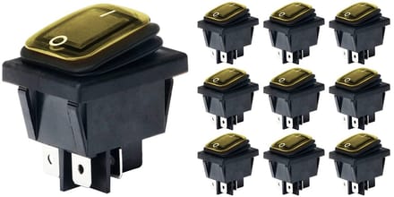 Orbit Electronic Wipschakelaar ON-OFF - 4-pins - 30x22mm - 16A 250V - Spat Waterdicht - KCD4-201-16 - Geel - 10 stuks