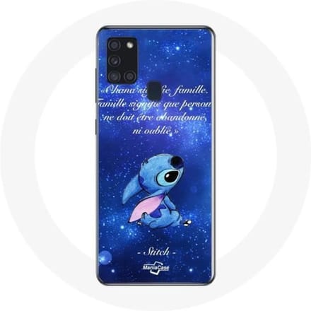 Samsung Galaxy A21S hoesje Stitch Ohana-citaat