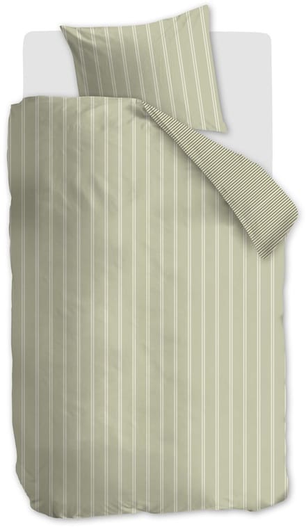 Vtwonen Mini Stripe dekbedovertrek - Eenpersoons - 140 x 220 cm - Groen