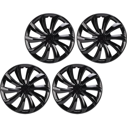 4 PCS Cache-moyeu de jante 15 pouces Design à clipser Léger Élégant Remplacement pour Fiat 500 Noir noir