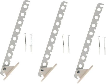 Bellatio Design Kledinghaak - 3x - inklapbaar - metaal - wit - 33 cm - kledinghanger