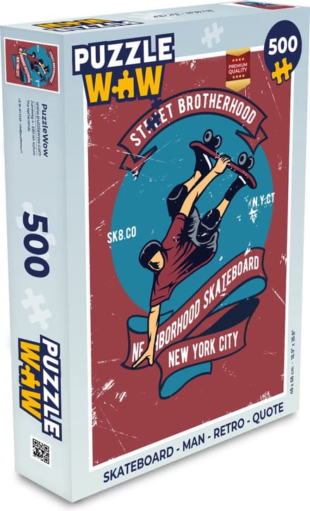 Puzzel Skateboard - Man - Retro - Quote - Legpuzzel - Puzzel 500 stukjes