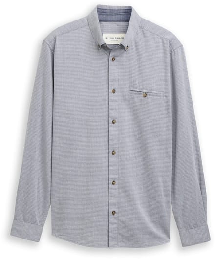 Tom Tailor - Regular fit overhemd van katoen - Maat S - navy stripy structure