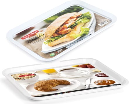 Kunststof Dienbladen set kleur wit in 2 formaten - 37 x 26 cm en 41 x 31 cm
