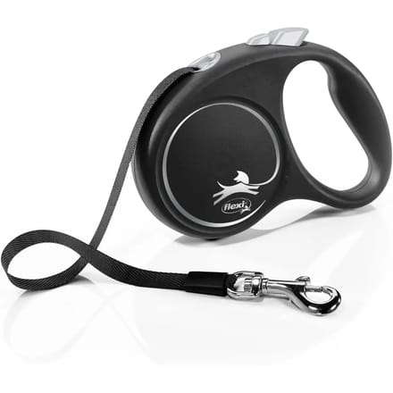 Flexi Black Design Tape - Rollijn Hondenriem - S - 5 Meter - Zwart - <15 kg