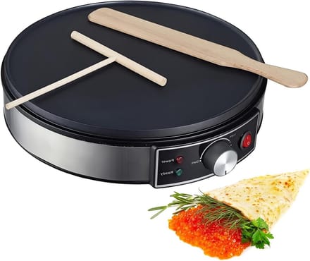 Elektrische Pannenkoekenmaker - Crêpemachine Roti Maker - Snel Ontbijt Maken - Instelbare Temperatuur - 30 cm Diameter - Zwart