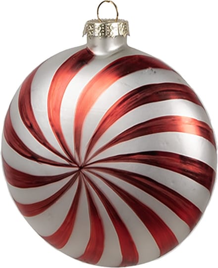 Clayre & Eef Kerstbal Overig 10x4x10 cm Rood Wit Glas Kerstballen