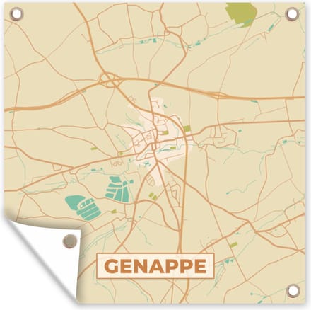 Tuindoek Kaart - Stadskaart - Retro - Plattegrond - Genappe - 100x100 cm