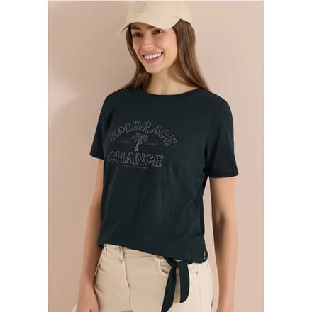 Shirt in burn-out look met tekst